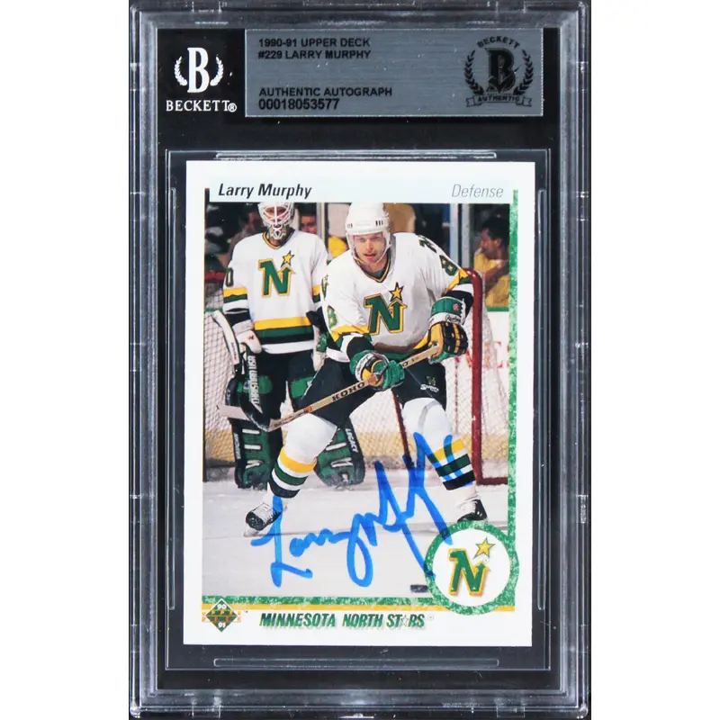 North Stars Larry Murphy Authentic Signed 1990 Upper Deck #229 Card BAS Slabbed