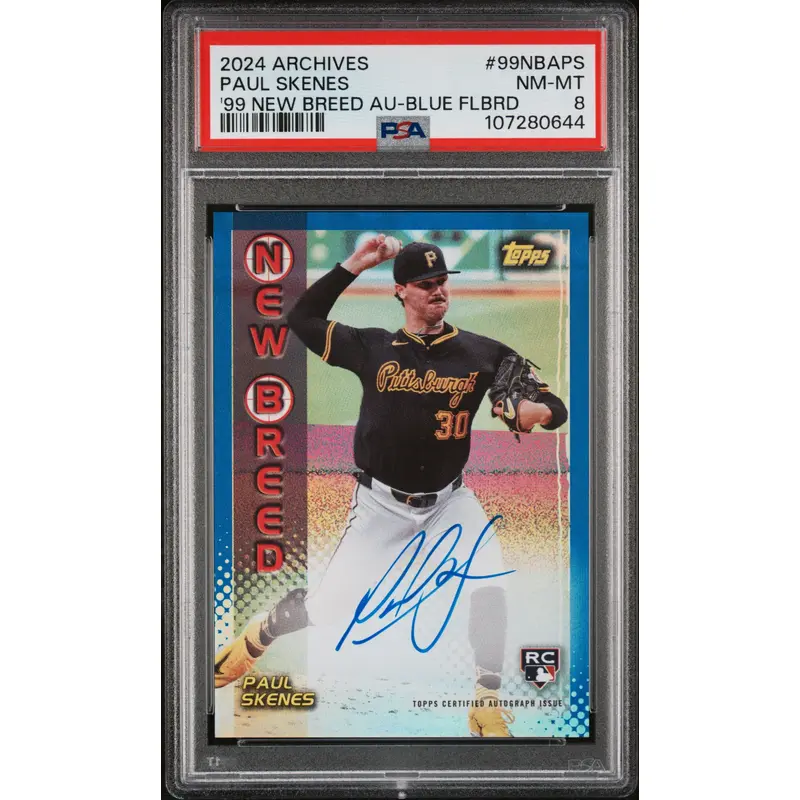 Paul Skenes 2024 Topps Archives New Breed Blue Auto #1/25 PSA 8 Nm-Mint