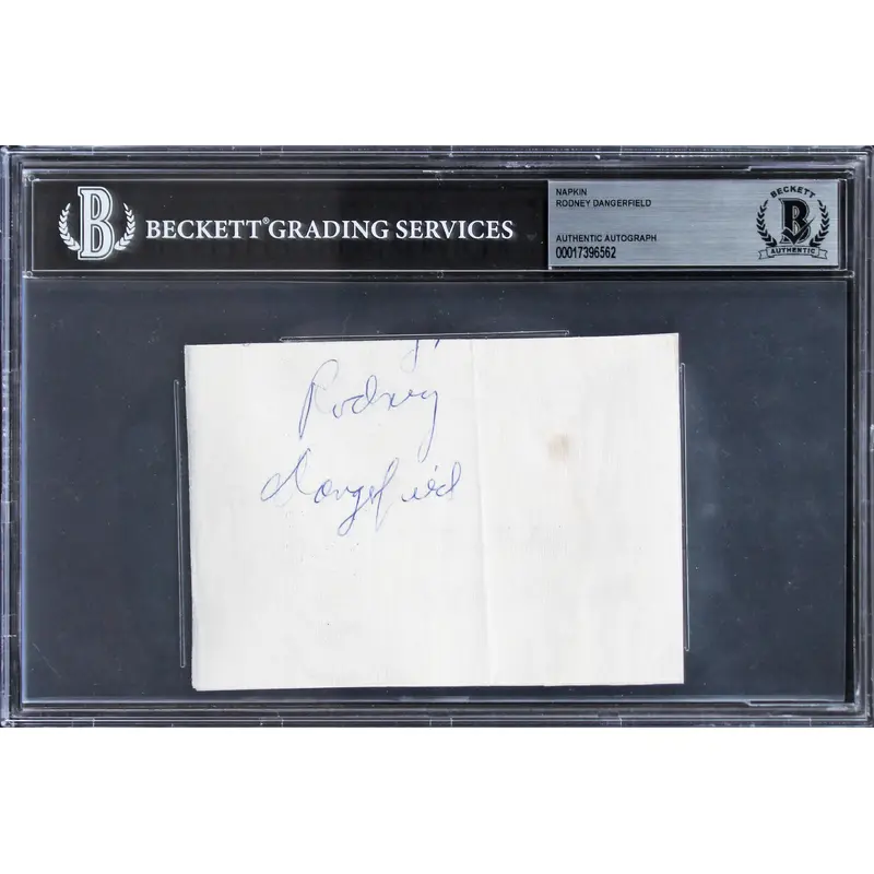 Rodney Dangerfield Caddyshack Authentic Signed 3.5x5 Napkin BAS Slabbed