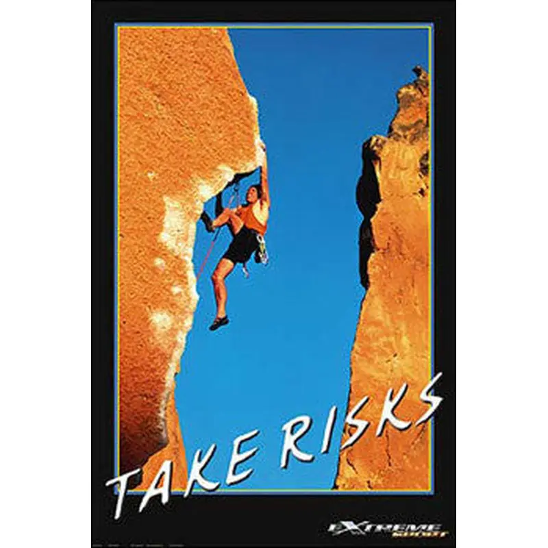 Rock Climbing "Take Risks" Motivational Poster -Eurographics