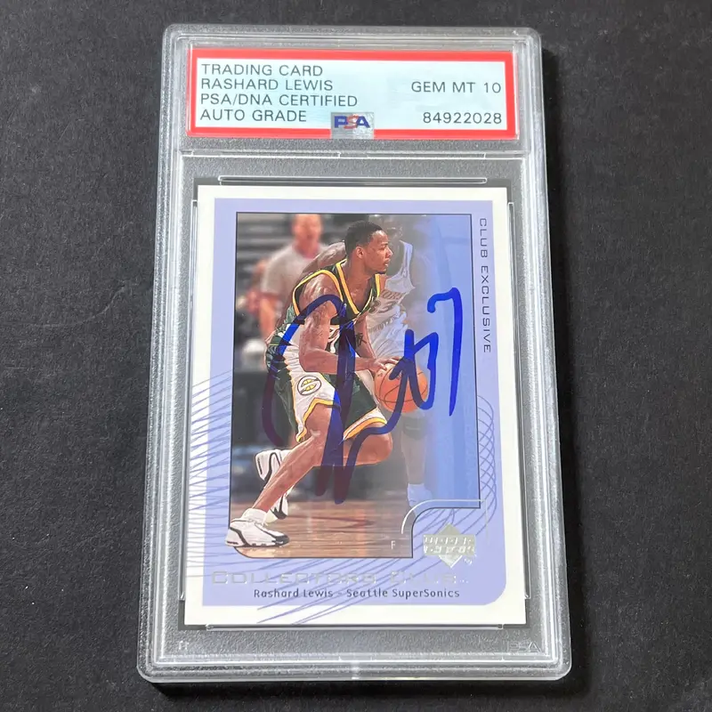 2001-02 Upper Deck #NBA17 Rashard Lewis Signed Card AUTO 10 PSA/DNA Slabbed Sonics