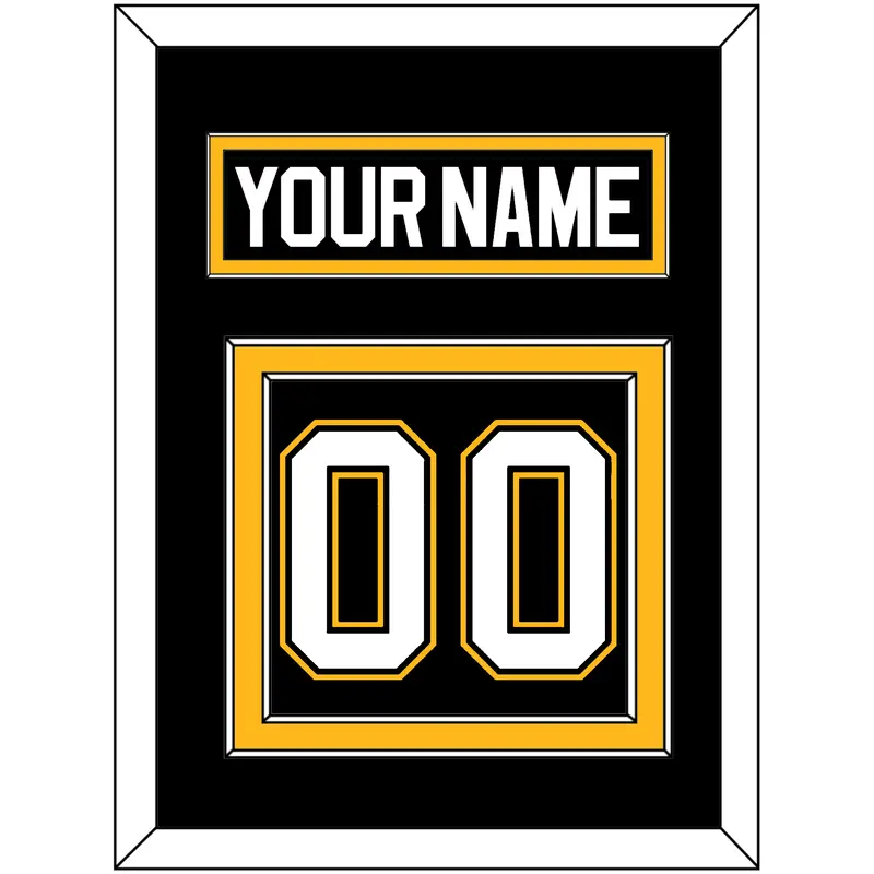 Pittsburgh Nameplate & Number (Back) - Road/Alternate Black (1995-2002) - Double Mat 2