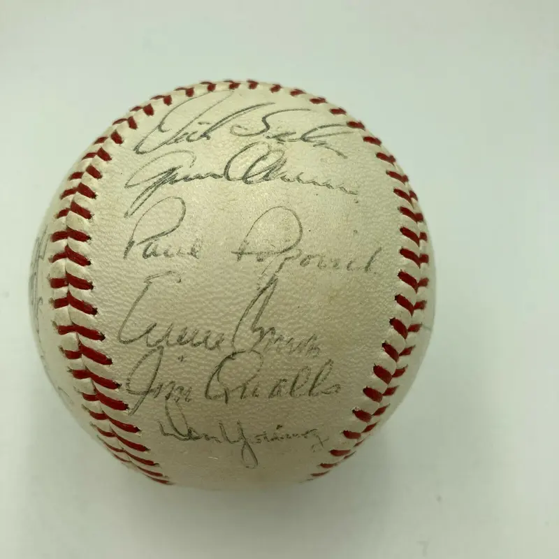 1969 Chicago Cubs Team Signed Vintage Spalding Cubs Baseball Ernie Banks JSA COA