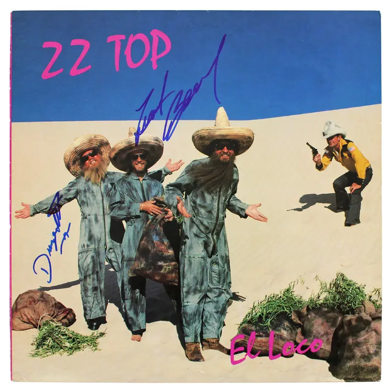 Dusty Hill & Frank Beard ZZ Top Signed El Loco Album Cover BAS #AB77817
