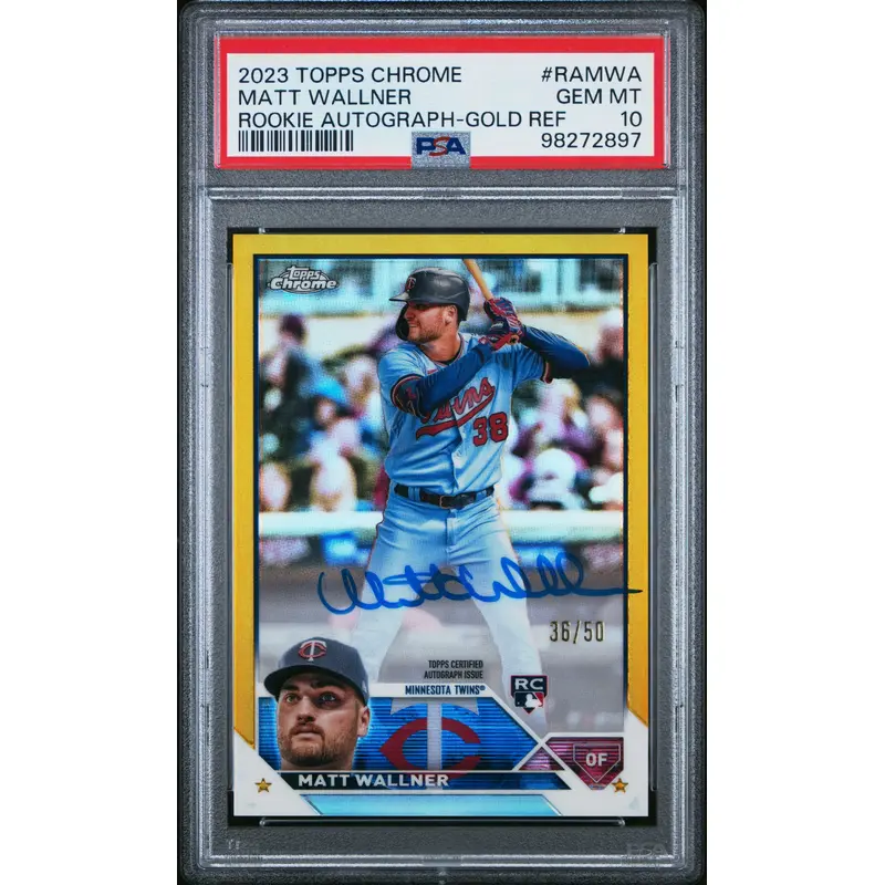 Matt Wallner 2023 Topps Chrome Gold Refractor Auto Rookie #36/50 PSA 10 Gem Mint