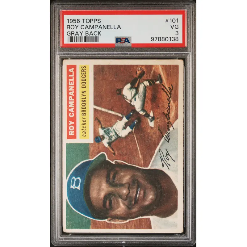 Roy Campanella 1956 Topps #101 Grey Back PSA 3 Very Good