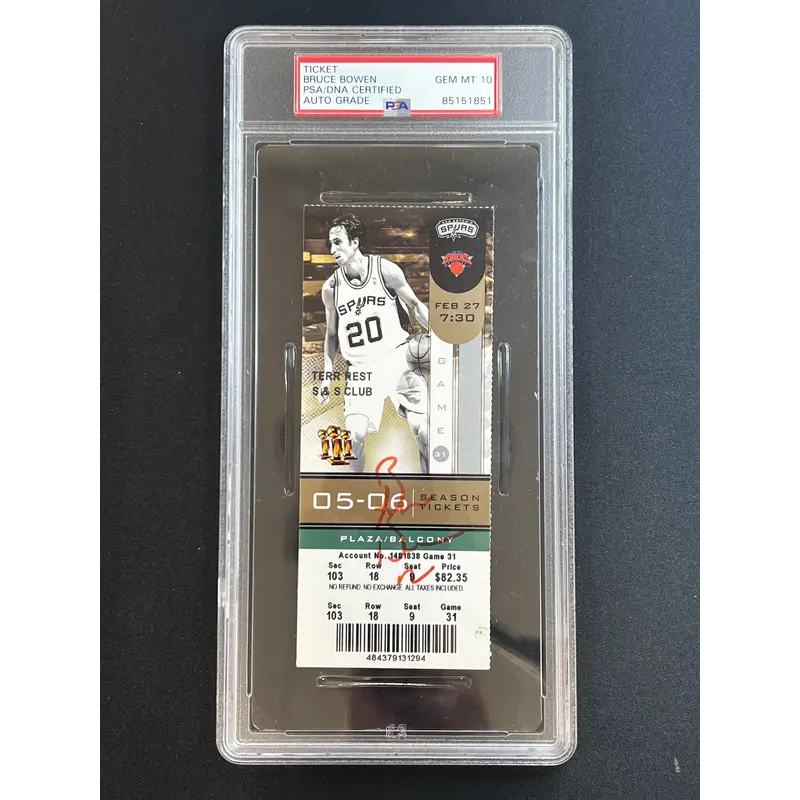 Bruce Bowen Signed Ticket AUTO 10 PSA/DNA Slabbed Spurs