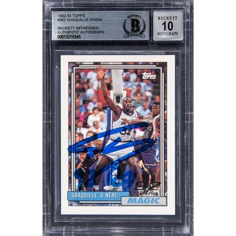 1992-93 Topps #362 Shaquille O'Neal Signed Rookie Card BGS 10 Auto