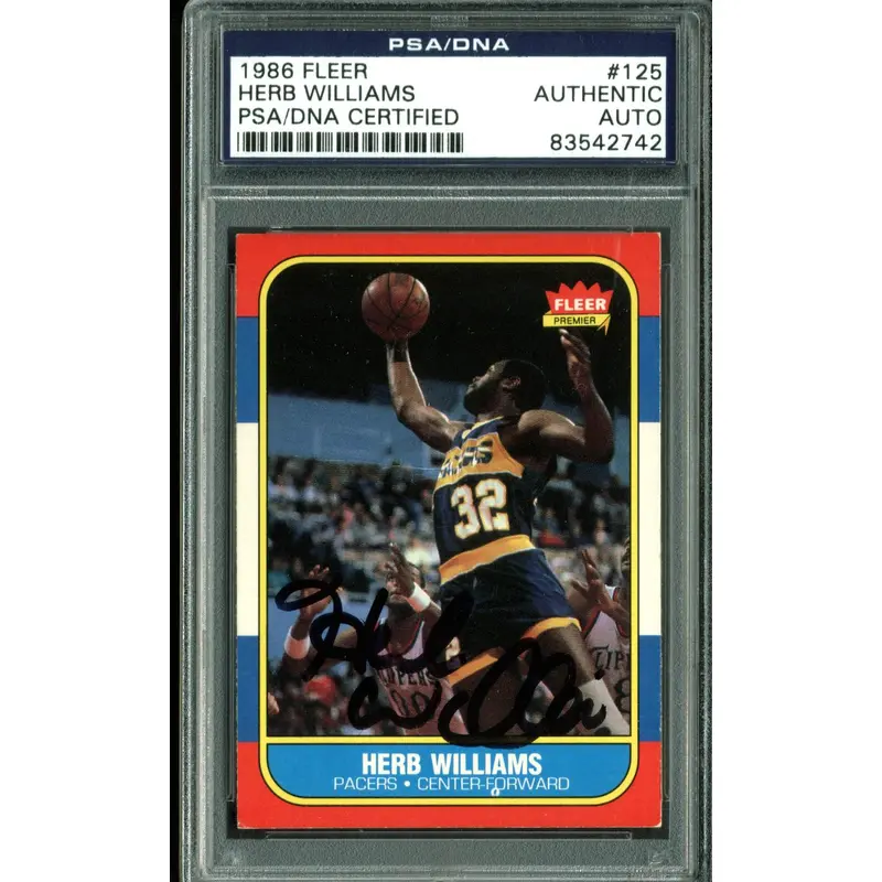 Pacers Herb Williams Authentic Signed 1986 Fleer #125 Card PSA/DNA Slabbed 2