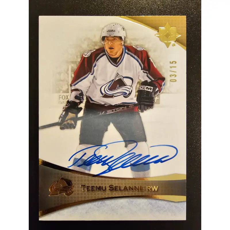 2022-23 Upper Deck Ultimate Collection - Autographs Gold - Teemu Selanne #76 /15