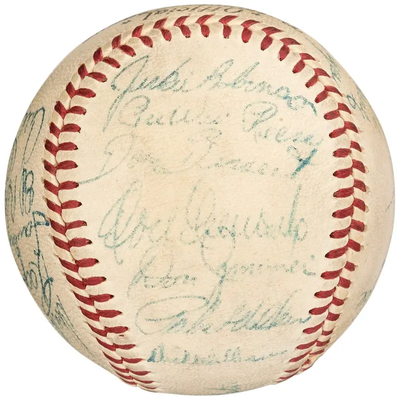 Jackie Robinson Roy Campanella 1956 Brooklyn Dodgers Team Signed Baseball PSA