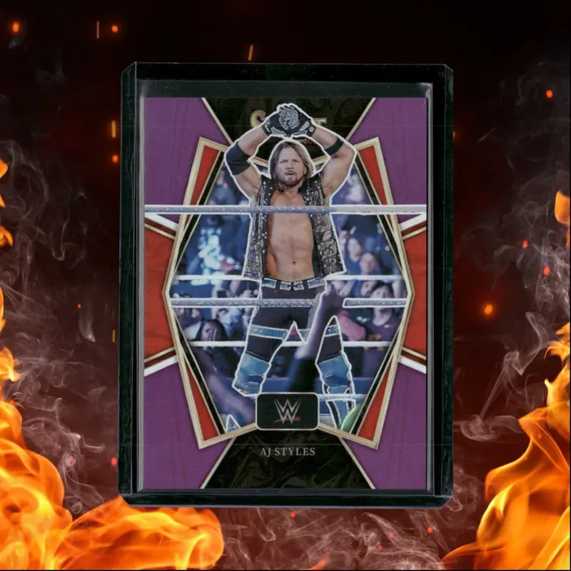 2022 Panini Prizm WWE AJ Styles Premier Level Purple Prizm 26/75 #107