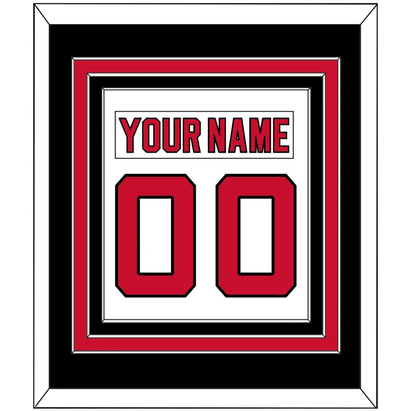 New Jersey Nameplate & Number (Back) Combined - Road White (2007-2017) - Triple Mat 3