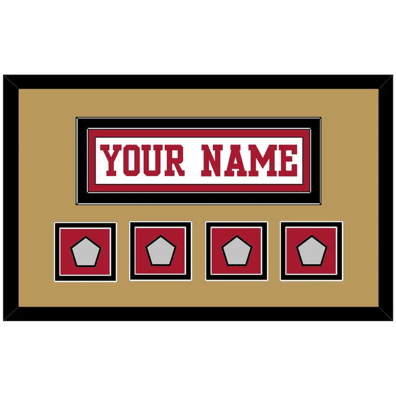 San Francisco Nameplate & 4 Super Bowl Patches - Road White - Double Mat 6