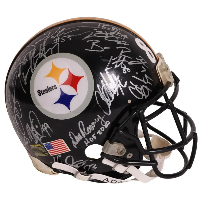 2005 Pittsburgh Steelers Super Bowl Champs Team Signed Game Used Helmet JSA COA