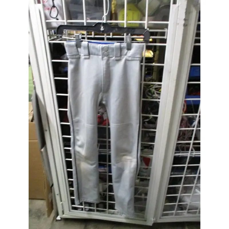 Used Mizuno Grey w/ Black Piping Open Bottom Pants Youth Size Medium - stained