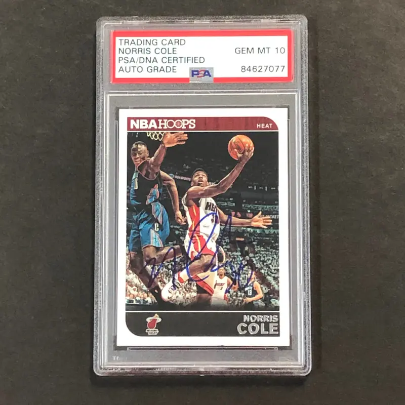 2014-15 NBA Hoops #179 Norris Cole Signed Card AUTO 10 PSA Slabbed Heat