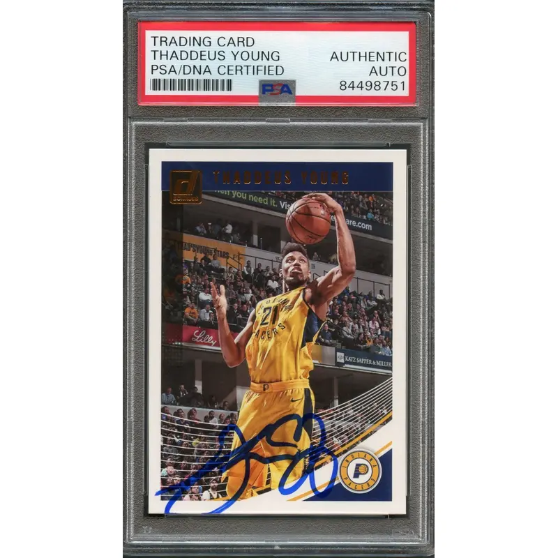 2018 Donruss Basketball #132 Thaddeus Young Signed Card AUTO PSA Slabbed Pacers