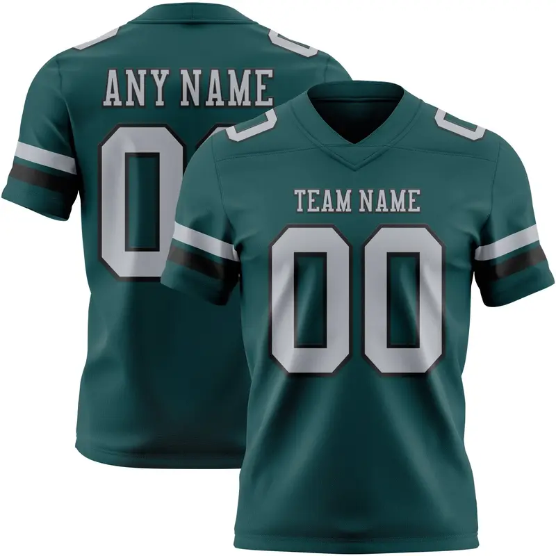 Custom Midnight Green Gray-Black Mesh Authentic Football Jersey