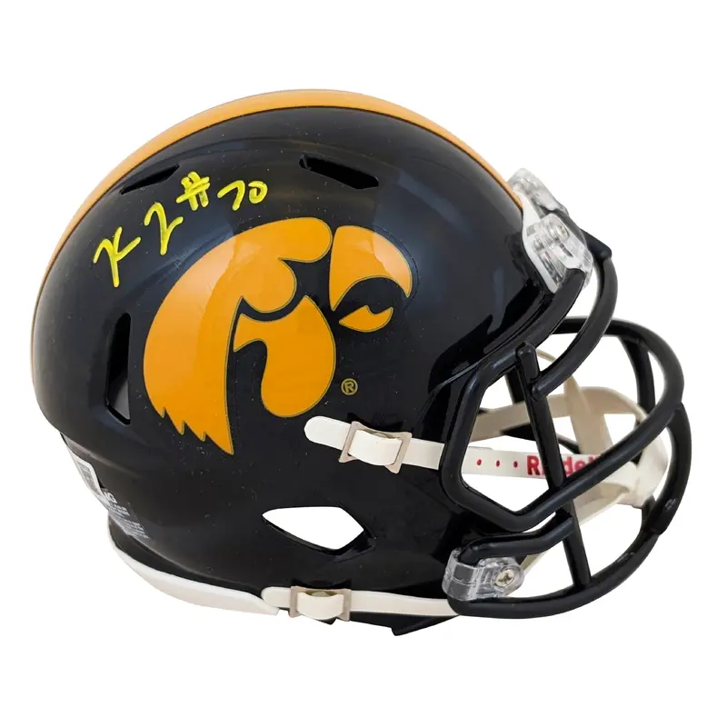 Iowa Kaleb Johnson Authentic Signed Speed Mini Helmet Autographed BAS Witnessed
