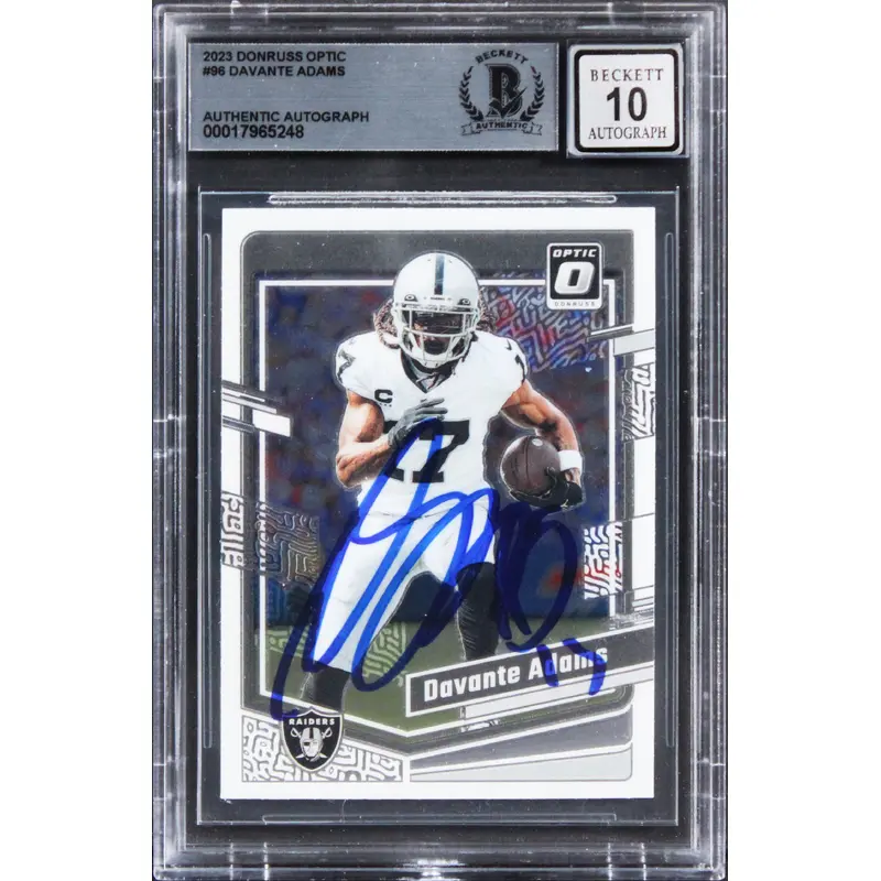 Raiders Davante Adams Signed 2023 Donruss Optic #96 Card Auto 10! BAS Slabbed