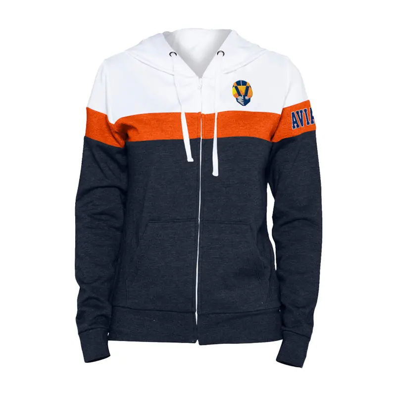 Women's New Era Left Chest Aviator Navy/Orange/White Full Zip Hoodie