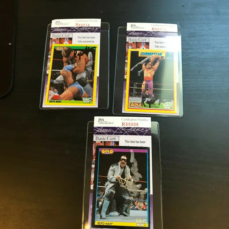 Lot Of (3) Repo Man WWE Signed Autographed Wrestling Cards JSA COA