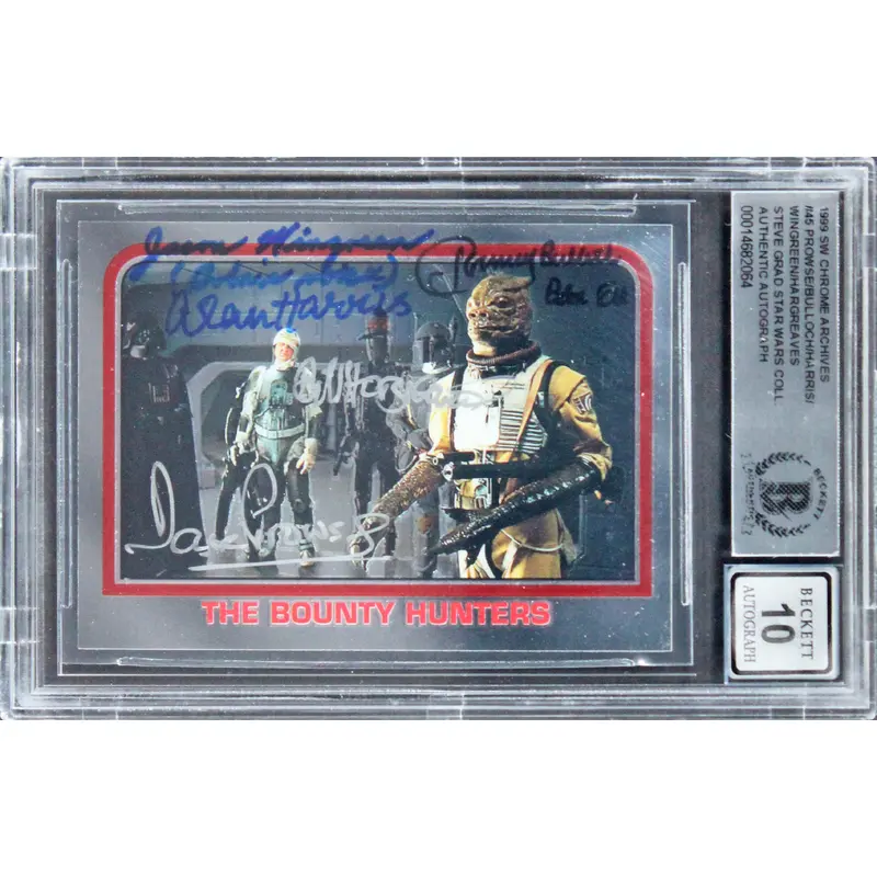 (5) Prowse, Bulloch +3 Signed 1999 Star Wars Chrome #45 Card Auto 10! BAS Slab