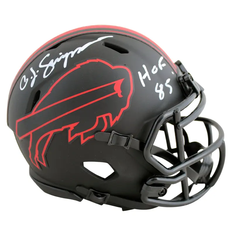 Bills O.J. Simpson HOF 85 Authentic Signed Eclipse Speed Mini Helmet BAS Witness