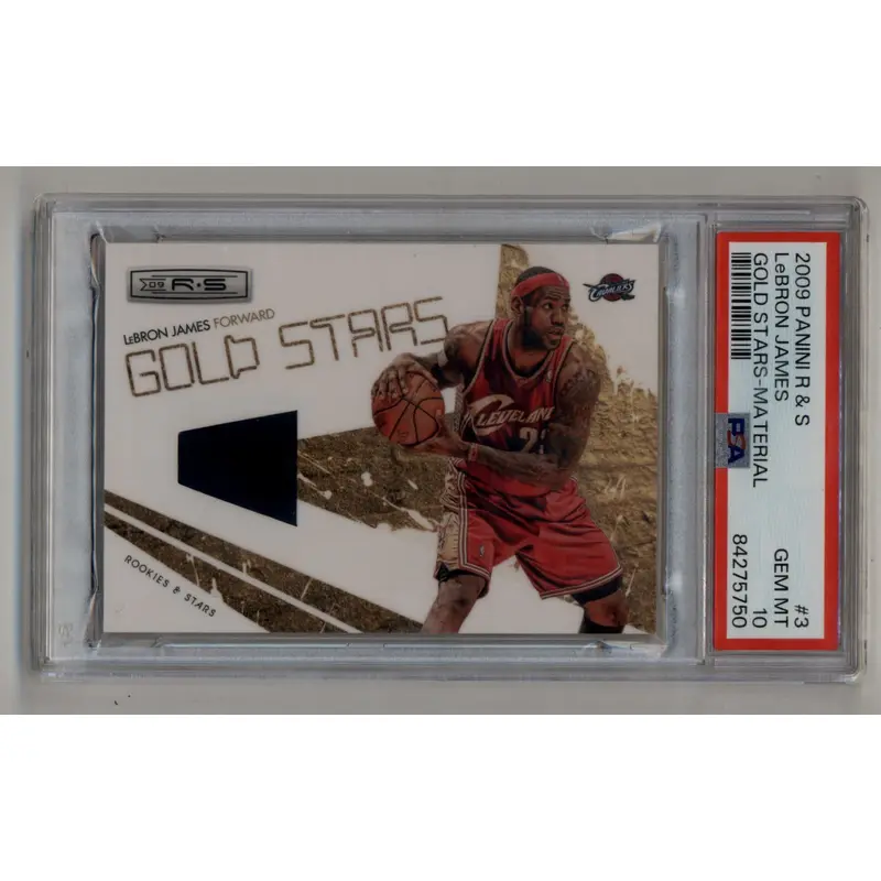 LeBron James 2009-10 Rookie and Stars Gold Stars Material #3 PSA 10 Gem Mint