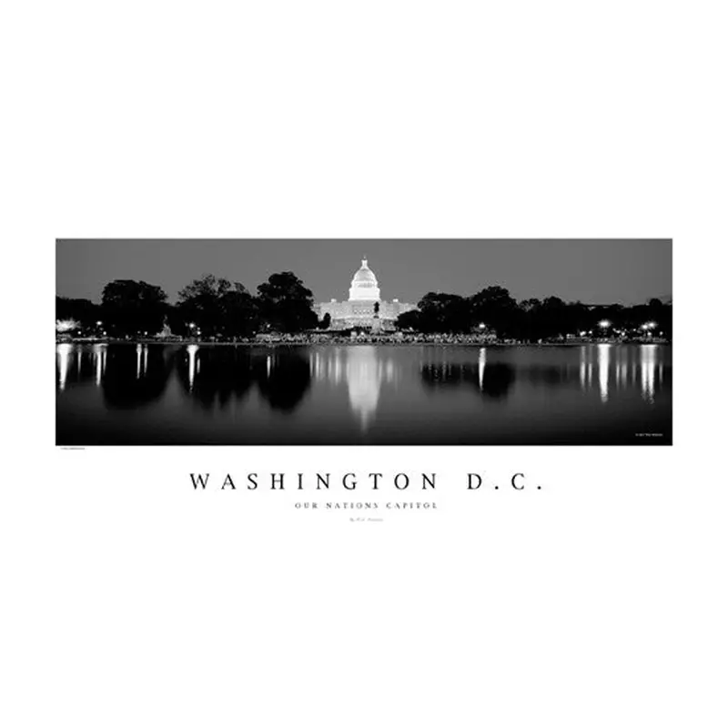 Washington DC Black-and-White US Capitol Panoramic Poster Print