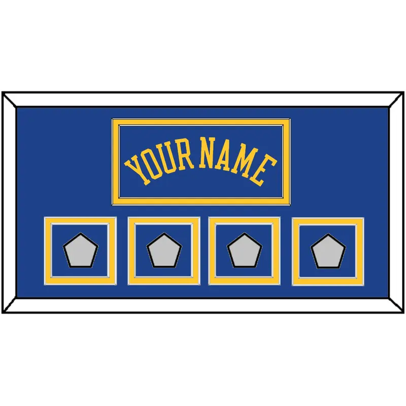 Golden State Name & 4 Champions Patches - Road Blue (2010-2019) - Double Mat 2