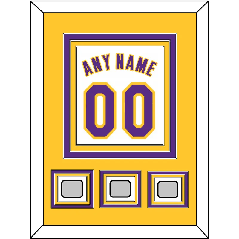 Los Angeles Name & Number With 3 Trophy Patches - Alternate White (2002-2018) - Triple Mat 3