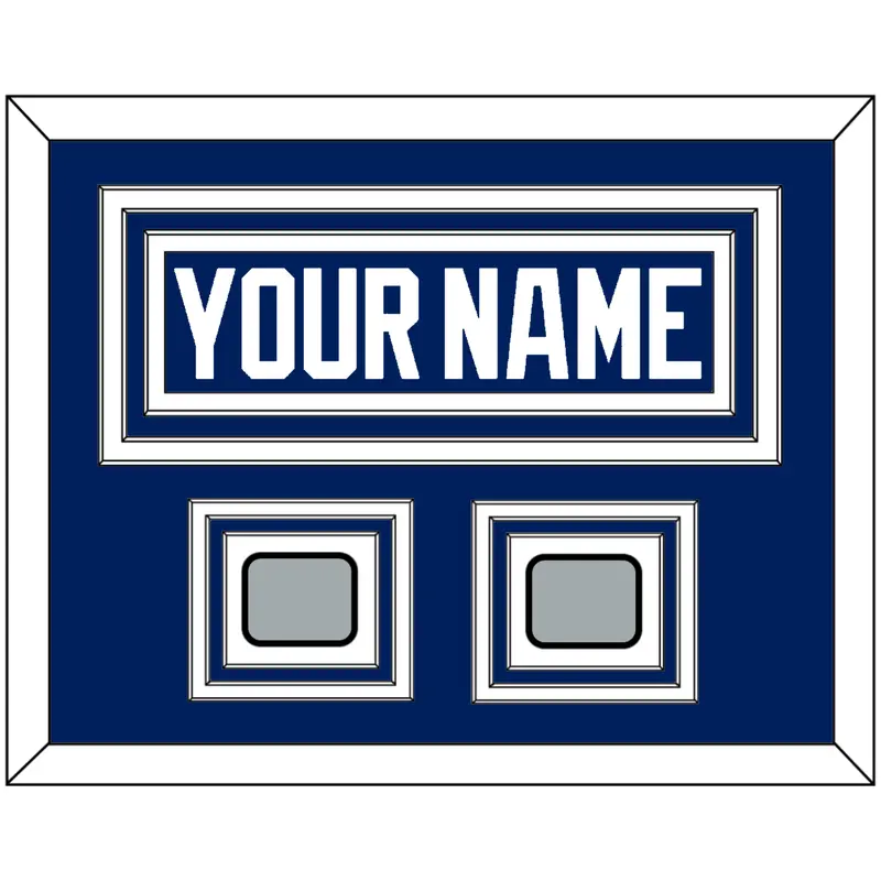 Tampa Bay Nameplate With 2020 & 2021 Stanley Cup Finals Patches - Home Blue - Triple Mat 3