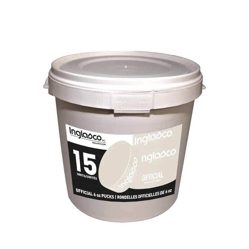 Bucket Of 15 White 6oz Goalie Training Hockey Pucks