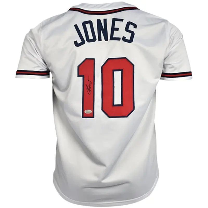 Chipper Jones Autographed Atlanta (White #10) Custom Jersey - JSA