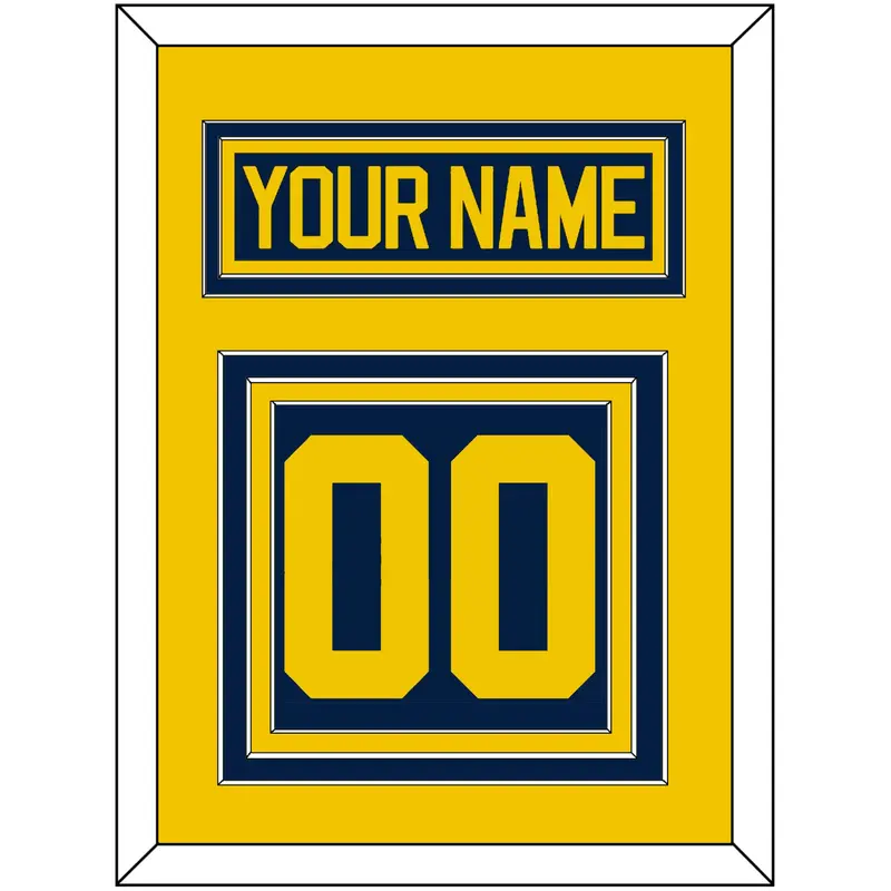 Michigan Hockey Nameplate & Number (Back) - Road Blue - Triple Mat 3