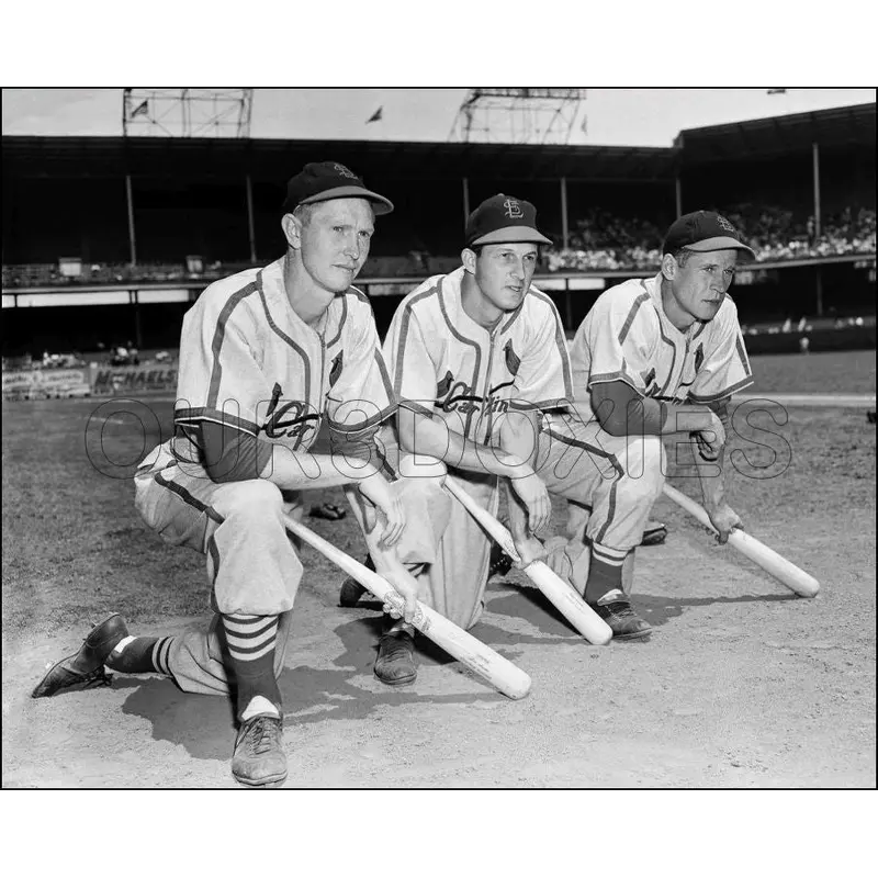 Stan Musial Red Schoendienst 8X10 Photo - Eddie Kazak 1949 Cardinals - 11951
