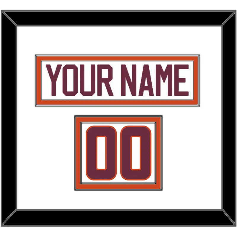Virginia Tech Hockey Nameplate & Number (Shoulder) - Home White - Double Mat 2