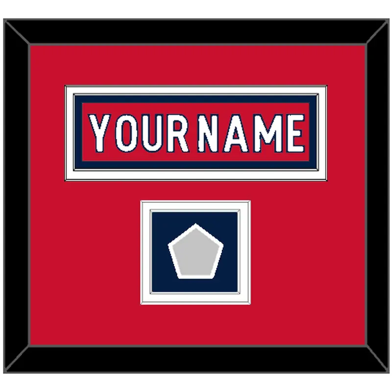 Washington Nameplate & 2018 Stanley Cup Champions Patch - Home Red - Double Mat 1