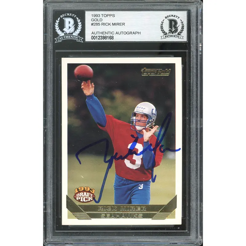 Seahawks Rick Mirer Authentic Signed 1993 Topps Gold #285 Card BAS Slabbed