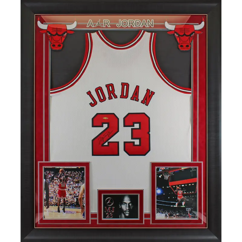 Bulls Michael Jordan Authentic Signed White Framed Jersey BAS #AA03315