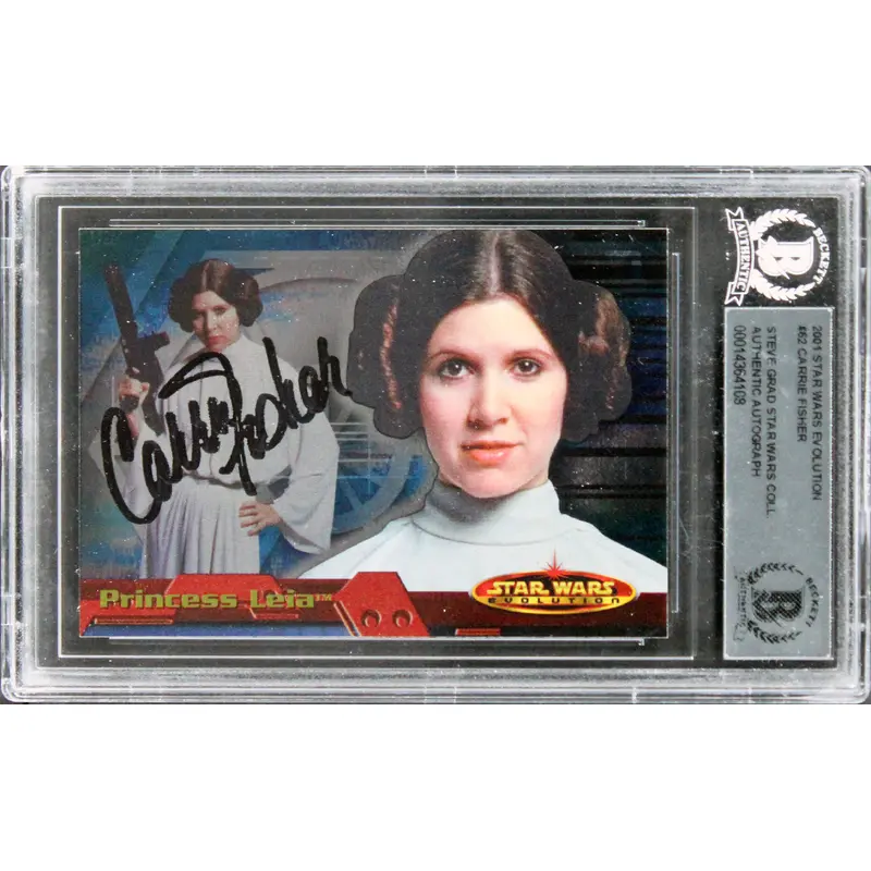 Carrie Fisher Star Wars Signed 2001 Star Wars Evolution #62 Card BAS Slabbed