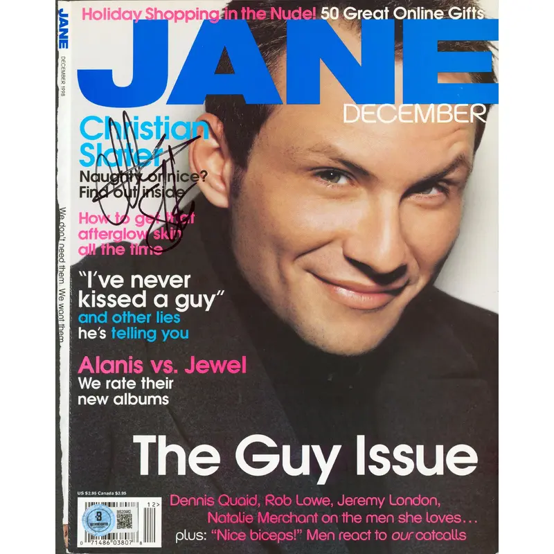 Christian Slater Authentic Signed Jane Magazine Cover December 1998 BAS #BS20982