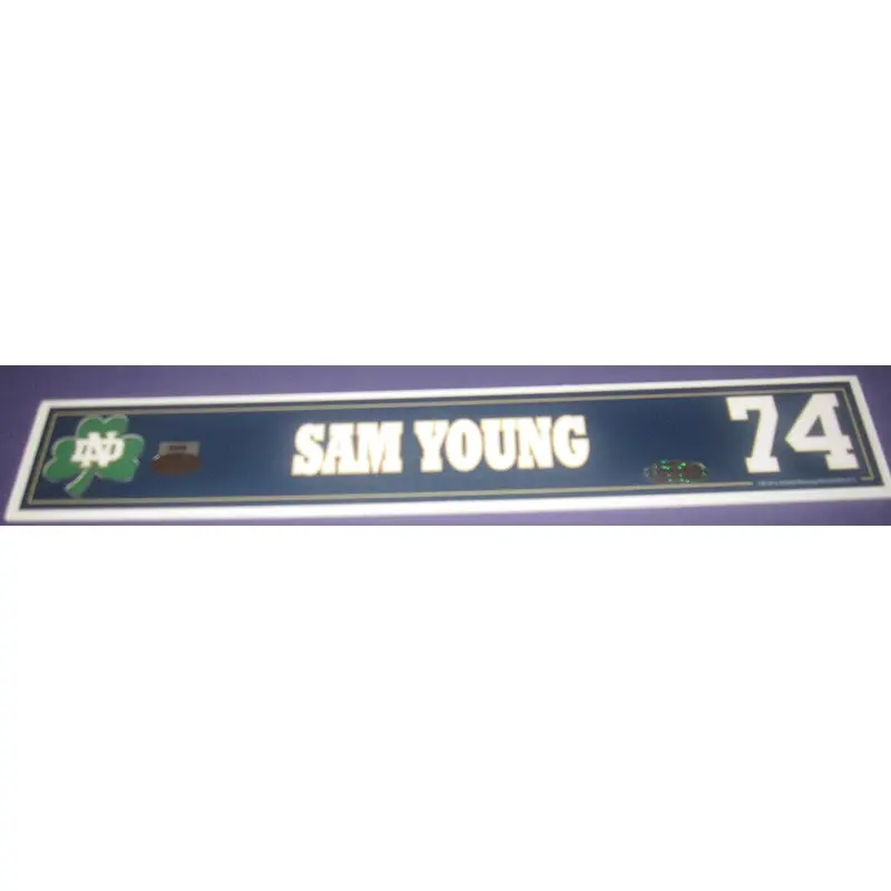 Sam Young #74 Notre Dame Game Used Locker Tag