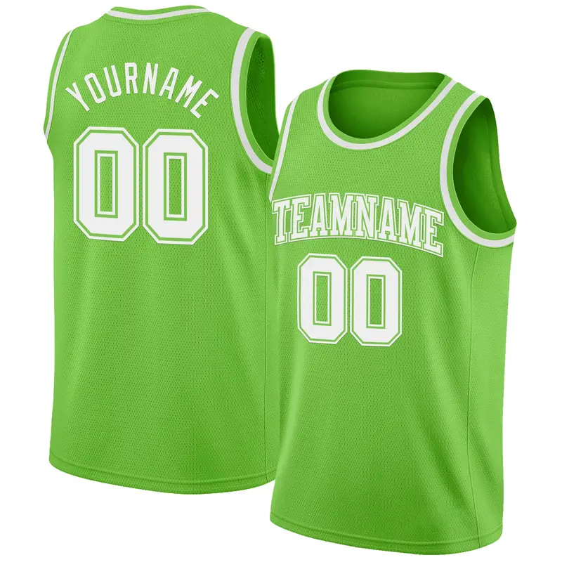 Custom Neon Green White Authentic Basketball Jersey