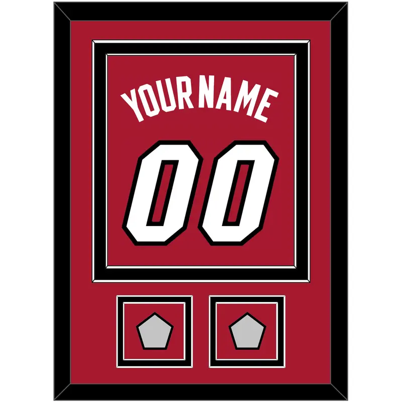 Miami Name & Number With 2 Finals Patches - Alternate Red (2001-2008) - Double Mat 3
