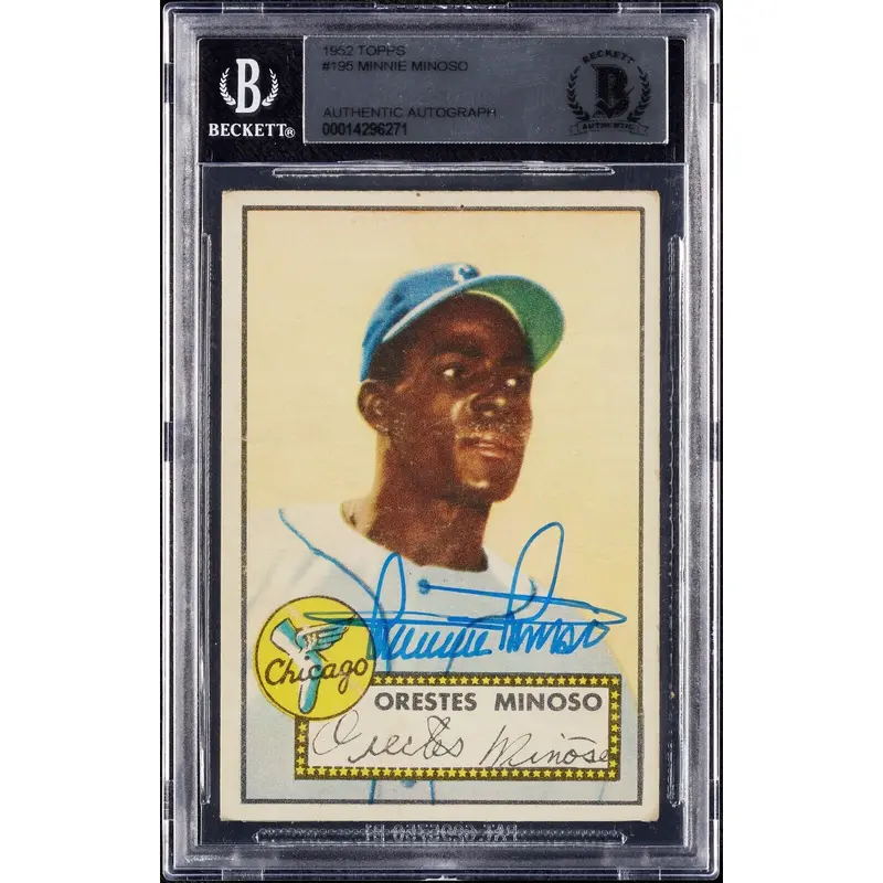 Minnie Minoso Signed 1952 Topps RC #195 BGS Beckett Certified Auto Hall Of Fame