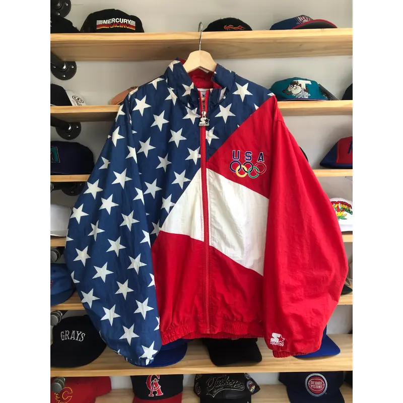 Vintage Starter USA Olympics American Flag Zip Up Windbreaker Size XL