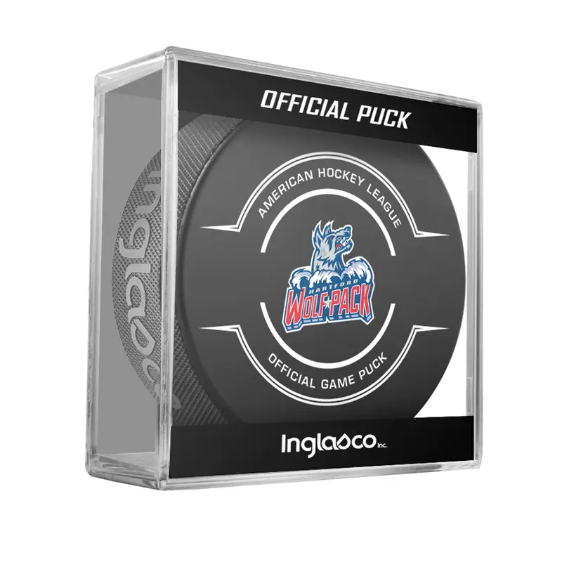 AHL Hartford Wolfpack 2024-25 Official Game Hockey Puck In Cube